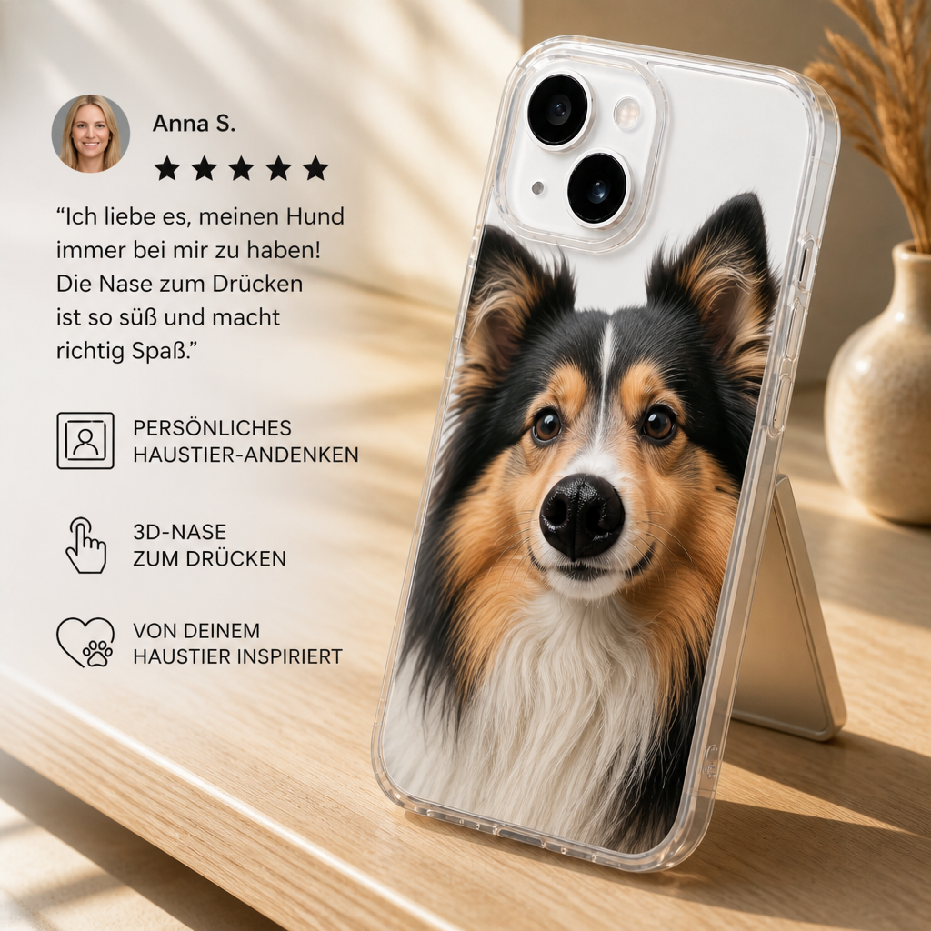 Personalisierte Haustier-Fotohülle mit 3D-Quetschnase