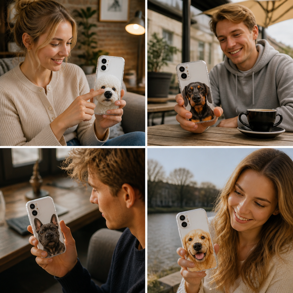Personalisierte Haustier-Fotohülle mit 3D-Quetschnase