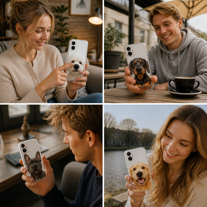 Personalisierte Haustier-Fotohülle mit 3D-Quetschnase