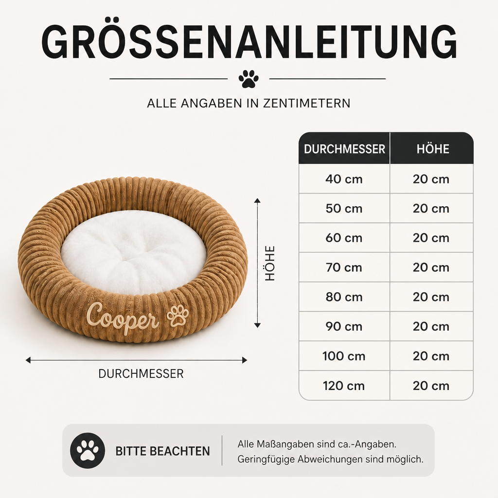 Personalisiertes Rundes Flauschiges Hundebett