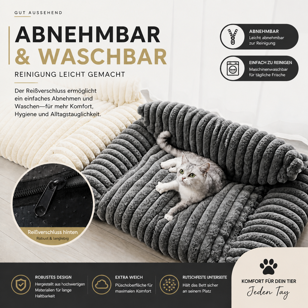 Flauschiges Wolken-Katzensofa mit weichen Seitenpolstern & Waschbarem