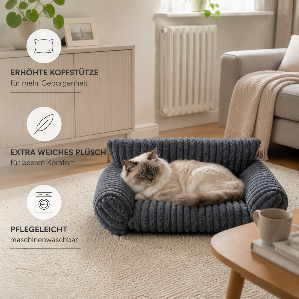 Flauschiges Wolken-Katzensofa mit weichen Seitenpolstern & Waschbarem