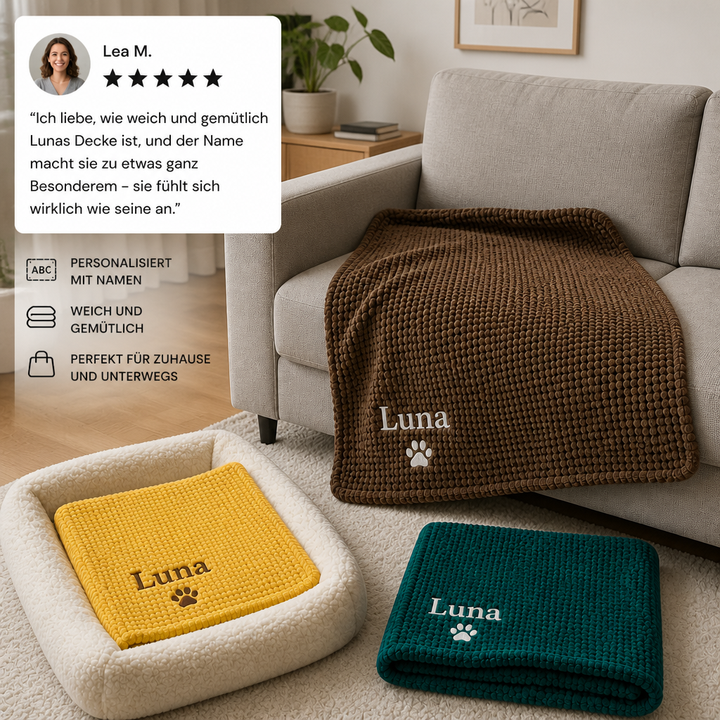Personalisierte Flauschige Hundedecke Mit Individueller Stickerei