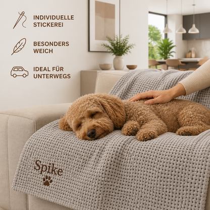 Personalisierte Flauschige Hundedecke Mit Individueller Stickerei