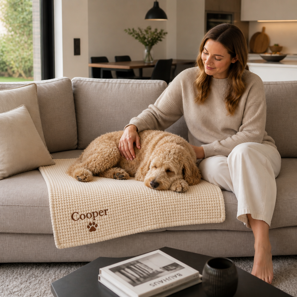 Personalisierte Flauschige Hundedecke Mit Individueller Stickerei