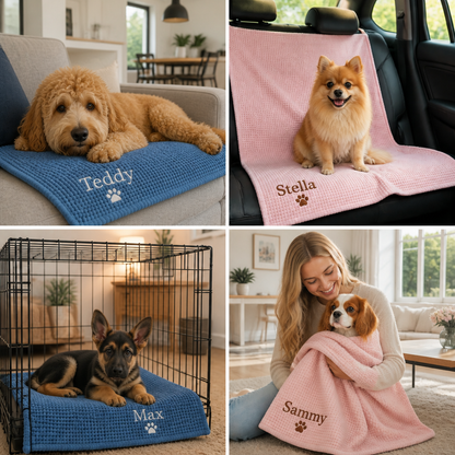 Personalisierte Flauschige Hundedecke Mit Individueller Stickerei
