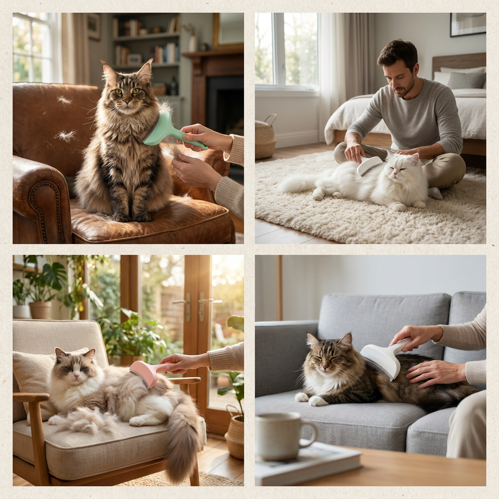 Unterwollrechen für Katzen – Extra breites Fellpflegewerkzeug für lose Haare & langes Fell