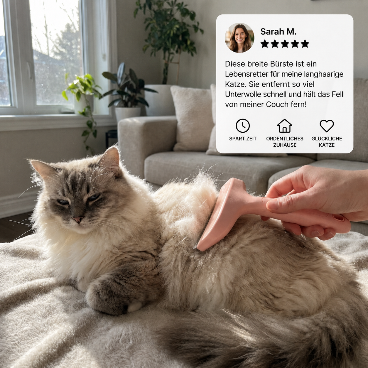 Unterwollrechen für Katzen – Extra breites Fellpflegewerkzeug für lose Haare & langes Fell