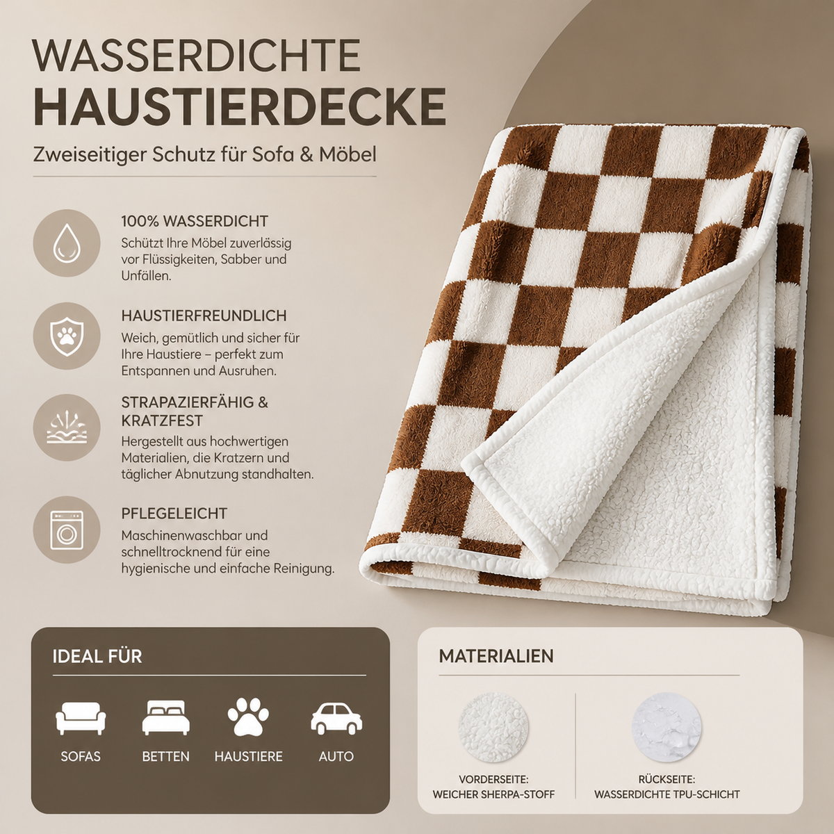 Wasserdichte Haustierdecke – Beidseitiger Sofa- & Möbelschutz