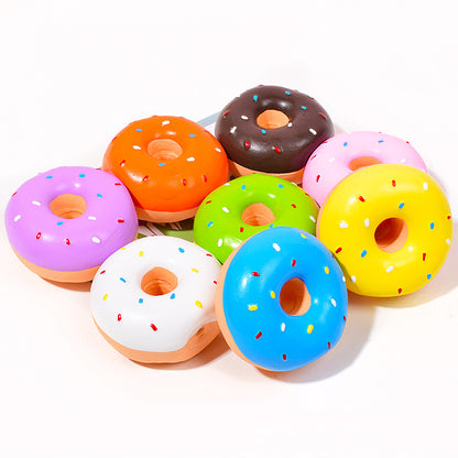 Buntes Donut-Quietschspielzeug für Hunde