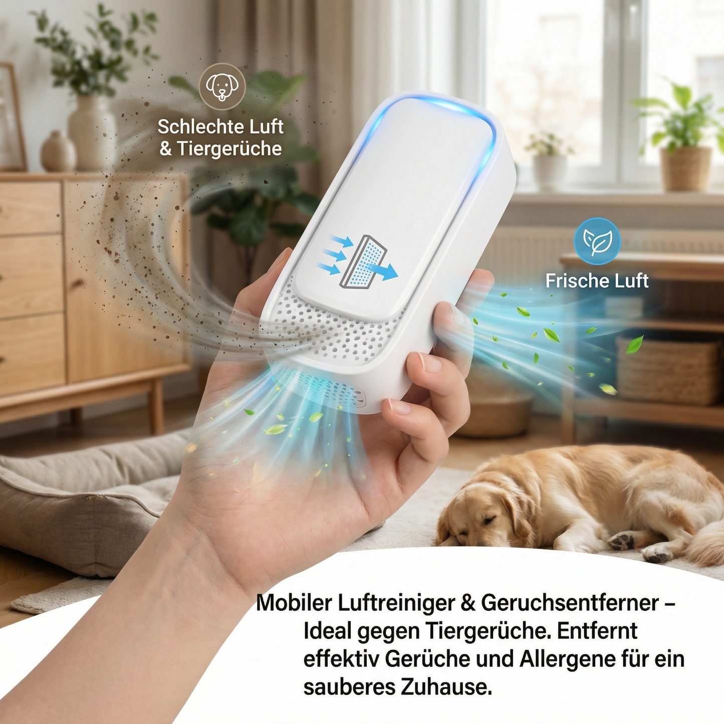 Mobiler Luftreiniger & Geruchsentferner – Ideal gegen Tiergerüche
