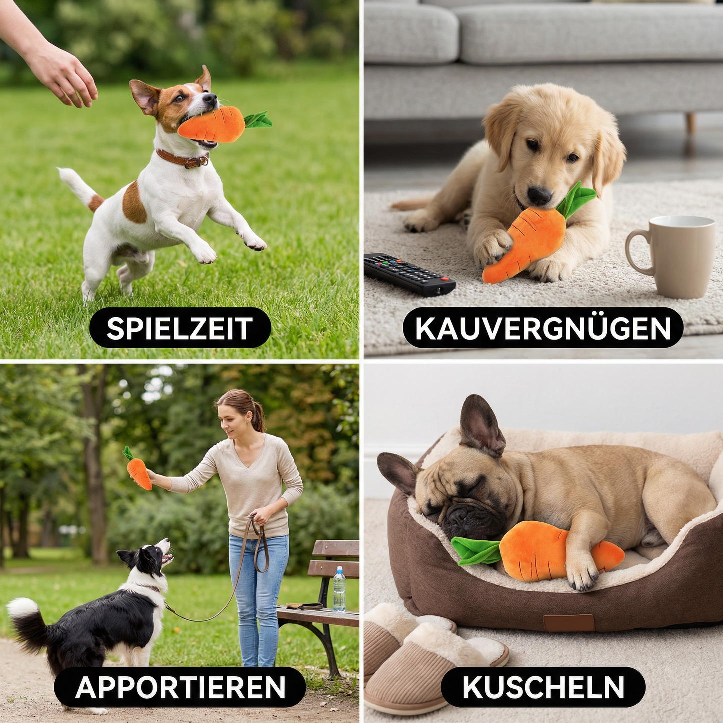 Quietschende Karotte Hundespielzeug zum Stressabbau und Spielen