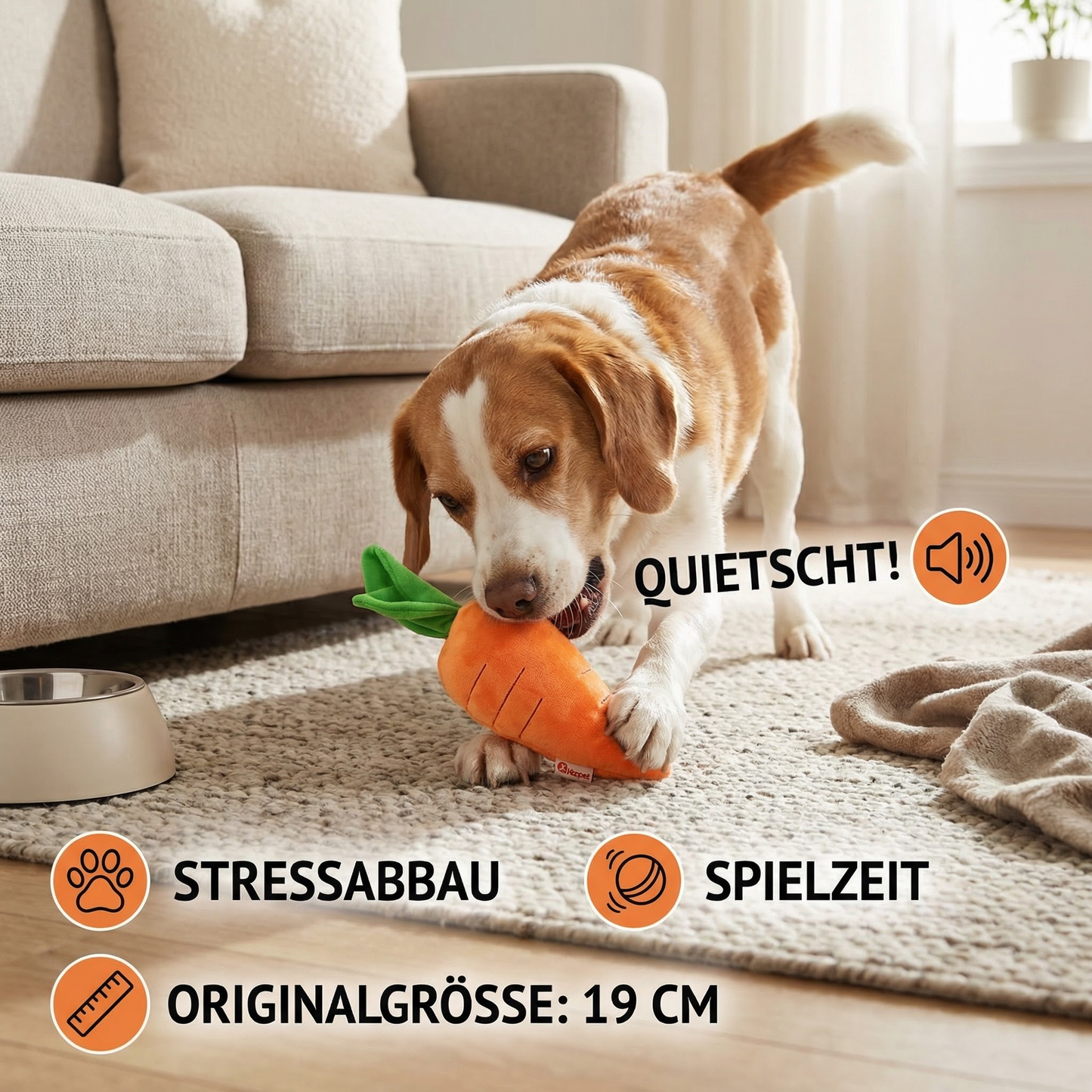 Quietschende Karotte Hundespielzeug zum Stressabbau und Spielen