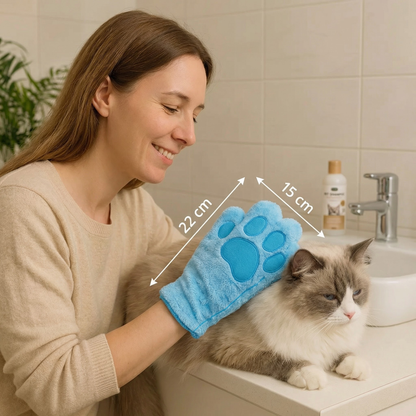 Tierpflege-Microfaserhandschuh – Trockenbadetuch & Fellreinigung für Katzen