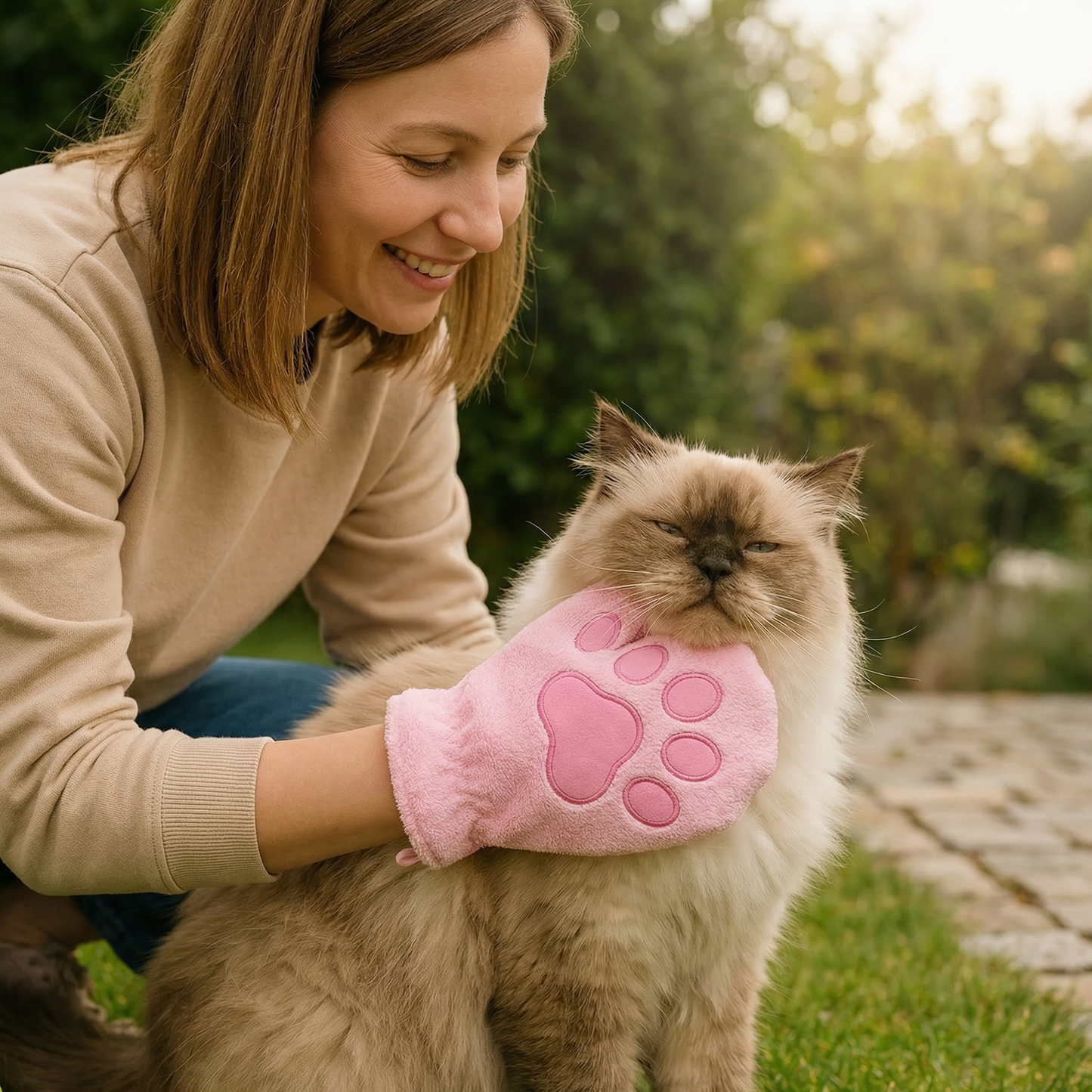 Tierpflege-Microfaserhandschuh – Trockenbadetuch & Fellreinigung für Katzen