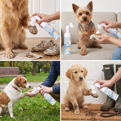 Wasserloser & Sanfter Pfoten Reinigungsschaum mit Bürste für Hunde