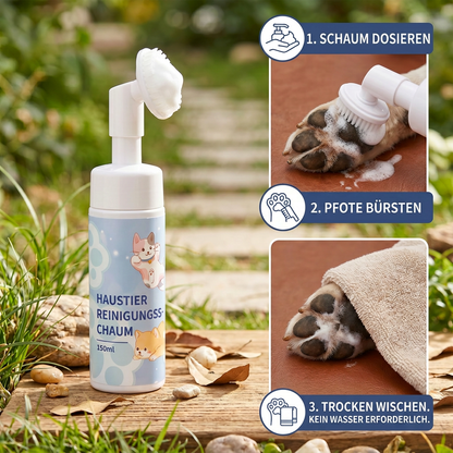 Wasserloser & Sanfter Pfoten Reinigungsschaum mit Bürste für Hunde