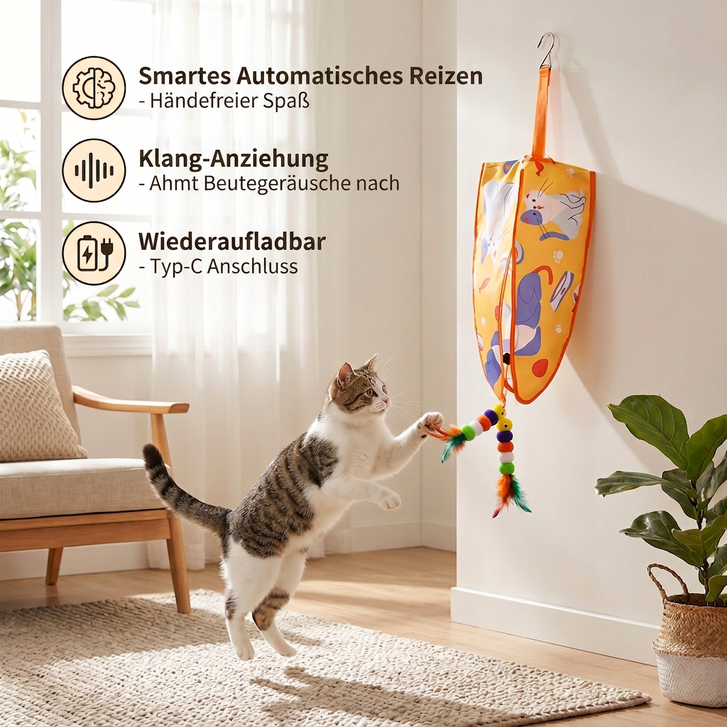 Automatisches hängendes Katzenspielzeug mit Federlockern und Geräuschen