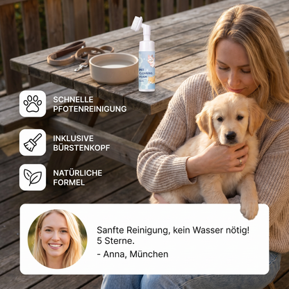 Wasserloser & Sanfter Pfoten Reinigungsschaum mit Bürste für Hunde