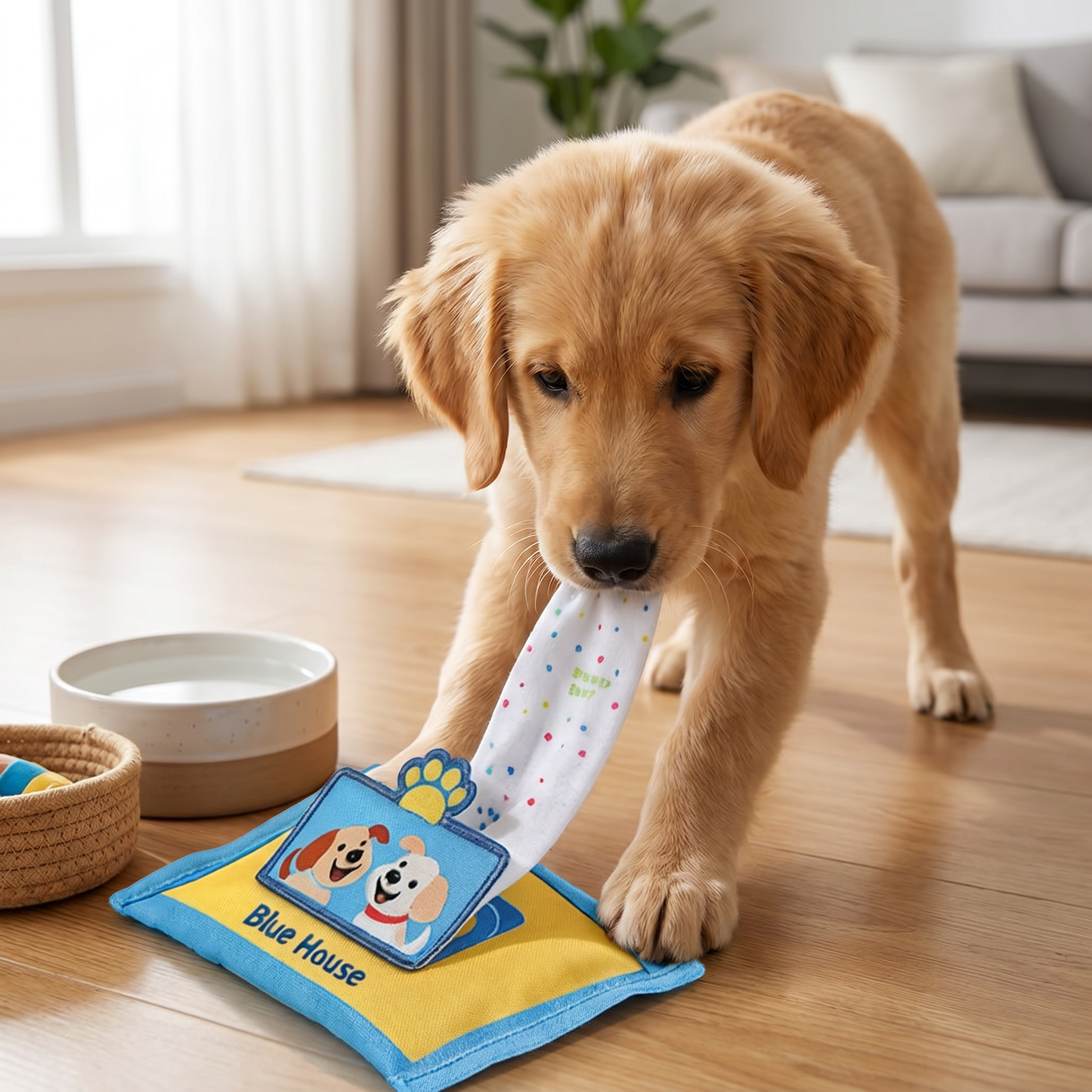 Langlebiges Schnüffelspielzeug für Hunde im Tuchbox Design – Mit Versteckfach & Quietschfunktion