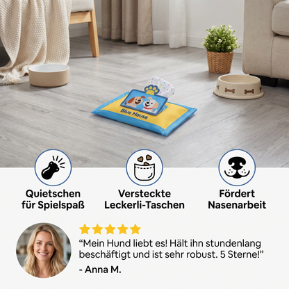 Langlebiges Schnüffelspielzeug für Hunde im Tuchbox Design – Mit Versteckfach & Quietschfunktion
