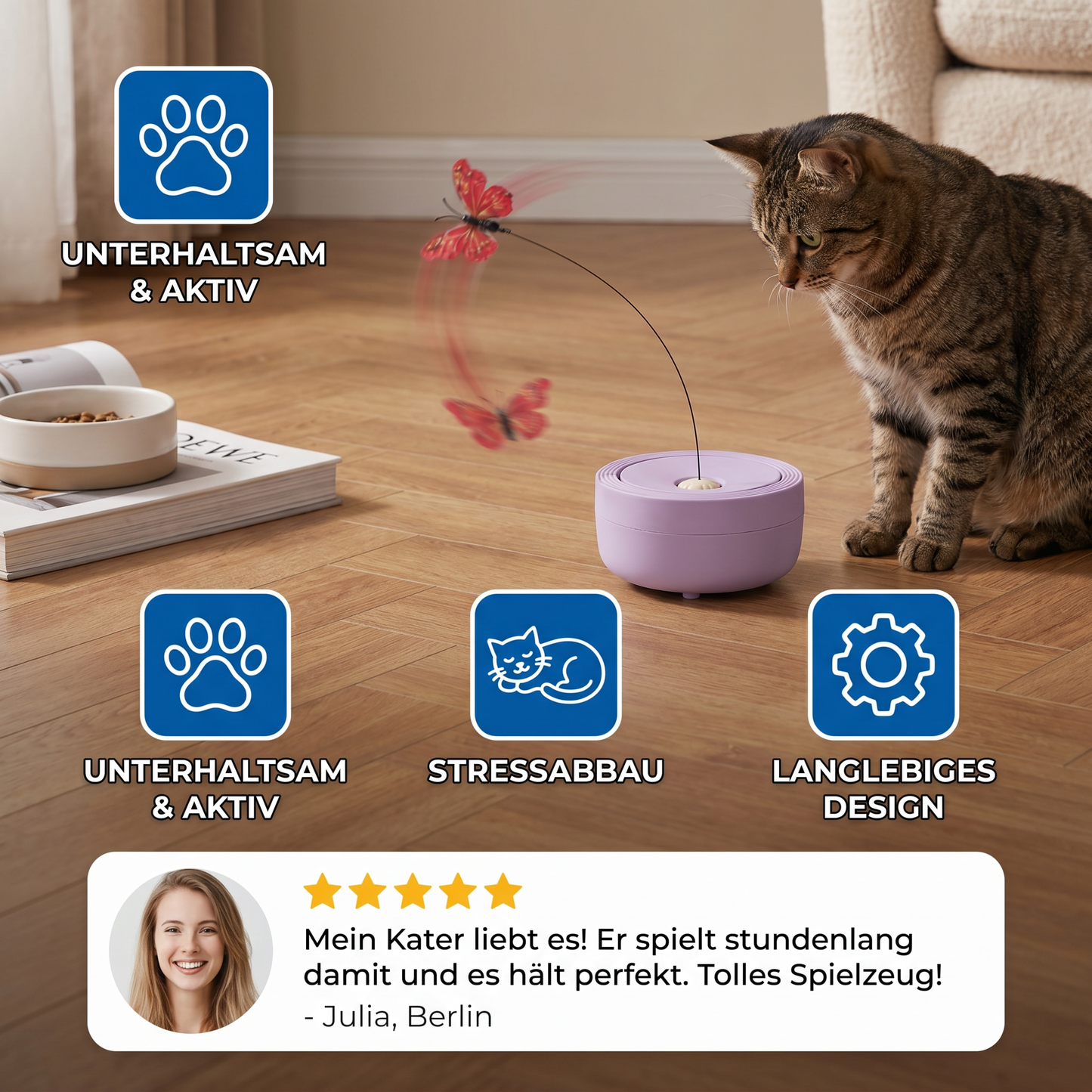 Interaktives Schmetterlings-Spinner-Spielzeug für Katzen