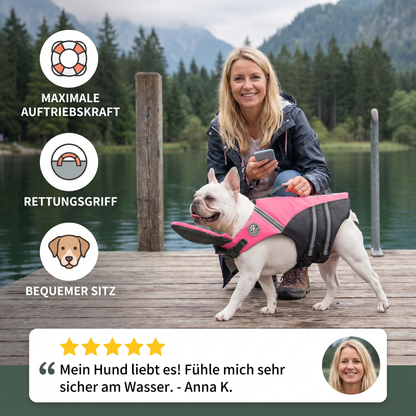 Sicherheits-Schwimmweste für Hunde mit Rettungsgriff