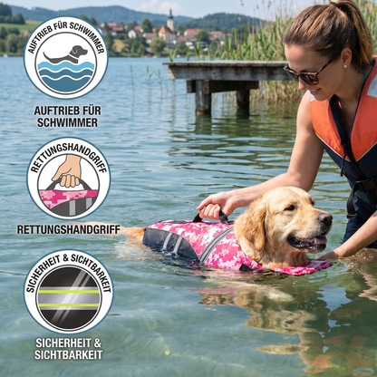 Sicherheits-Schwimmweste für Hunde mit Rettungsgriff