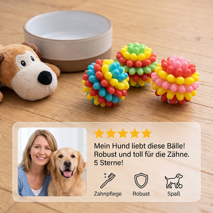 Bunter Hundekau-Ball mit Noppen