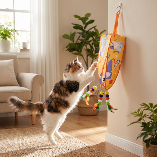 Automatisches hängendes Katzenspielzeug mit Federlockern und Geräuschen
