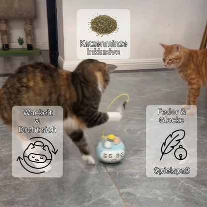 Interaktives 3-in-1-Katzenspielzeug mit Katzenminze, Federstab und Glöckchen