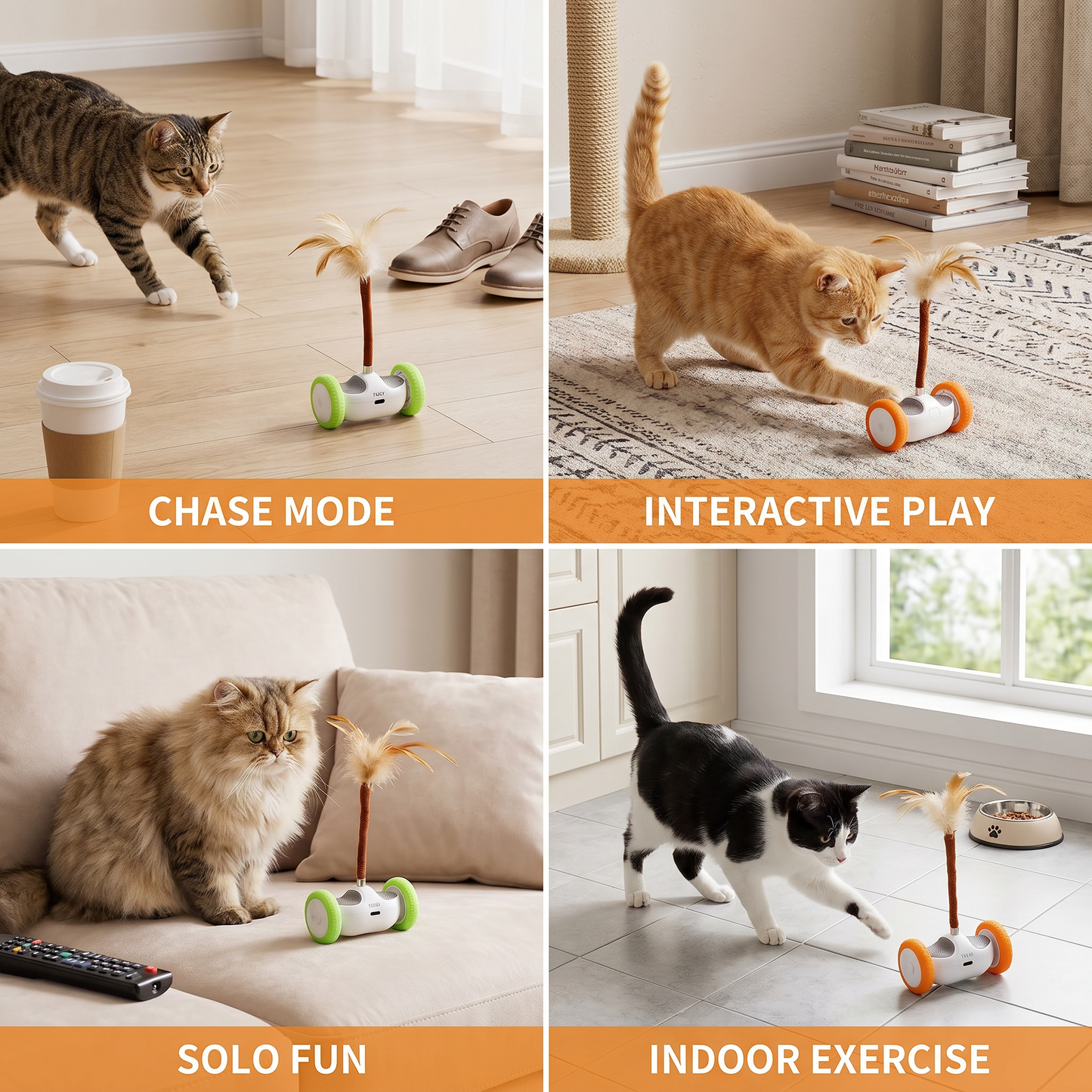 Selbstbewegendes Spielzeug mit Federn für Katzen