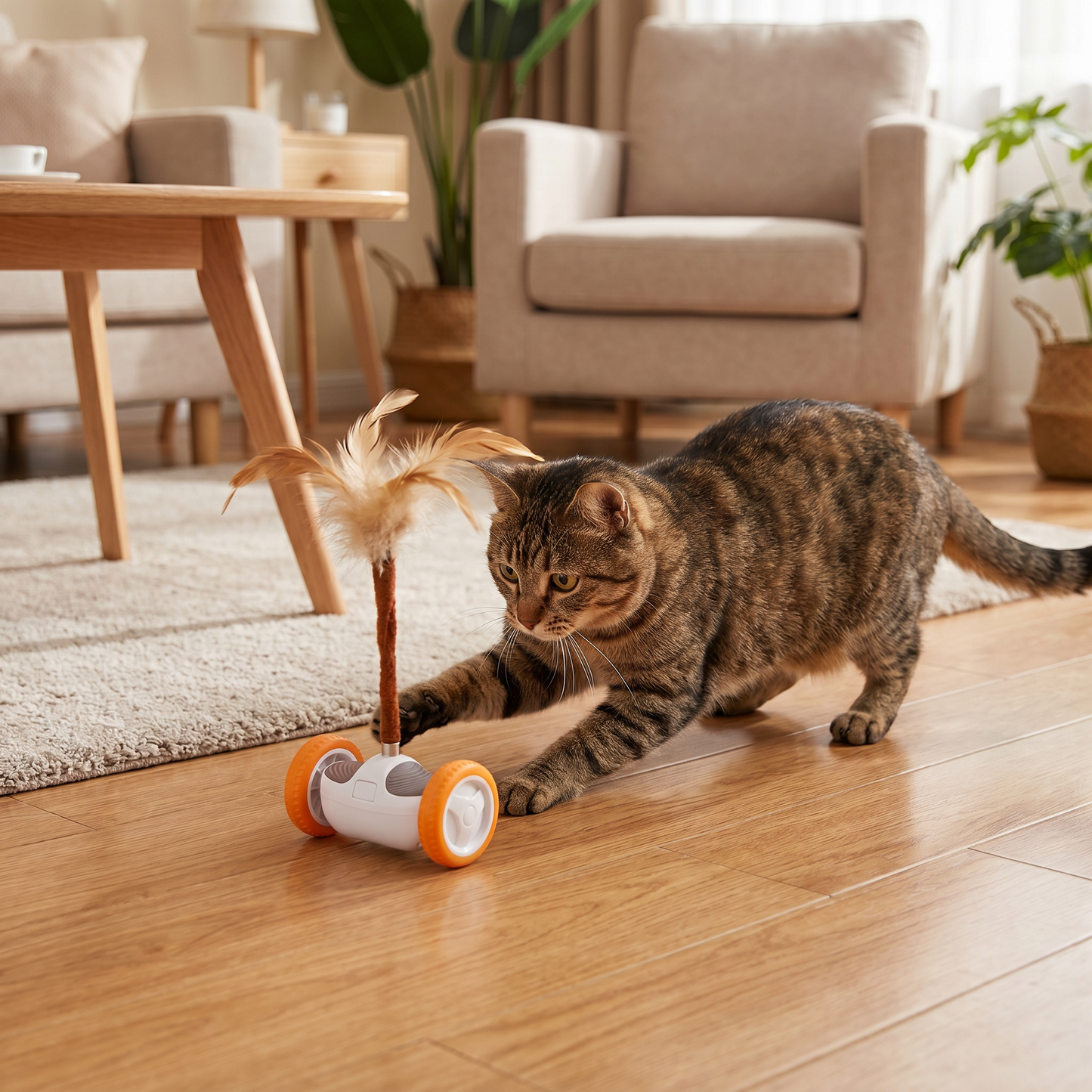 Selbstbewegendes Spielzeug mit Federn für Katzen