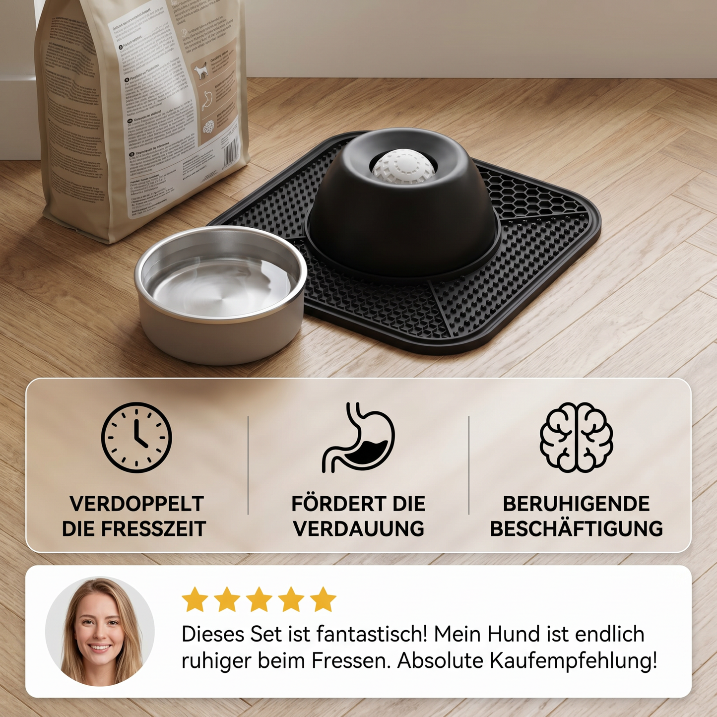 2-in-1-Slow-Feeder-Hundenapf mit Leckmatte