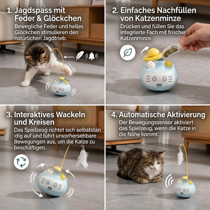 Interaktives 3-in-1-Katzenspielzeug mit Katzenminze, Federstab und Glöckchen