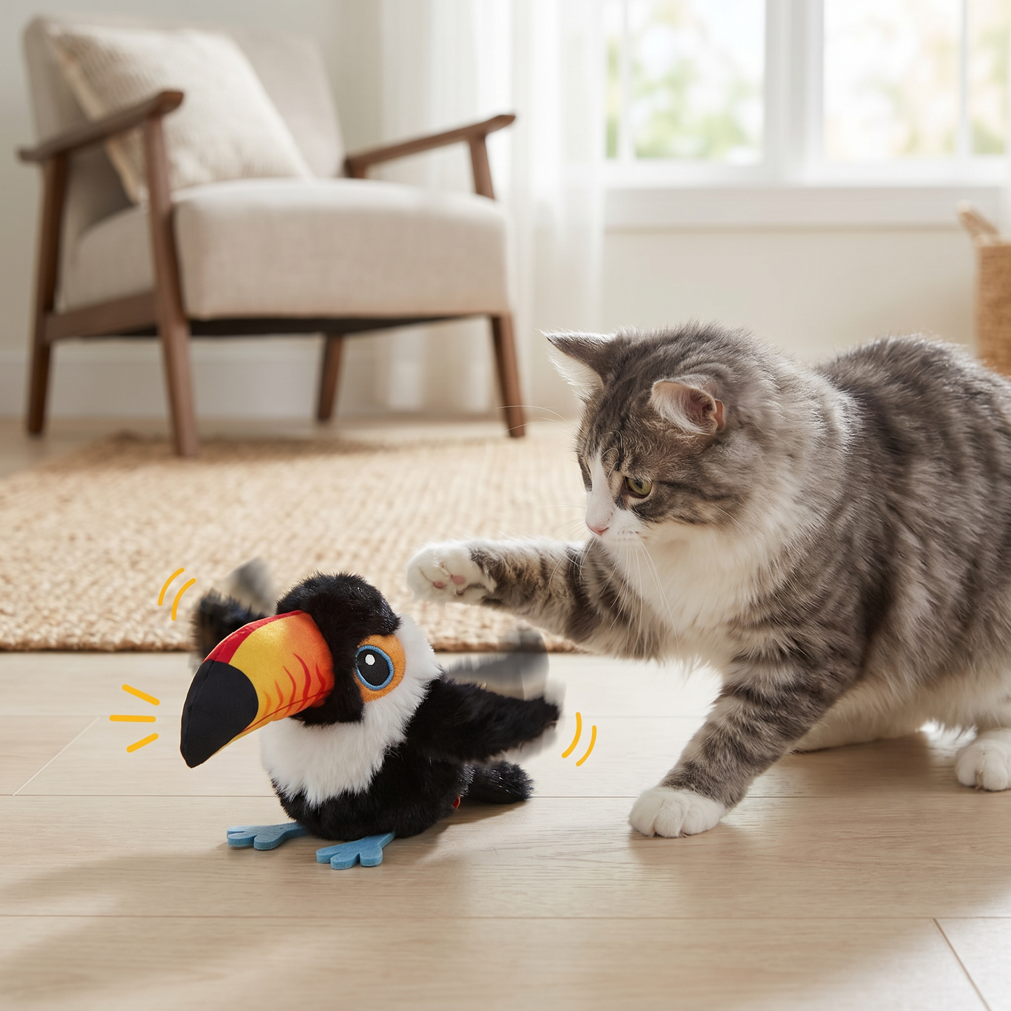 Flatterndes und Zwitscherndes Vogel Katzenspielzeug