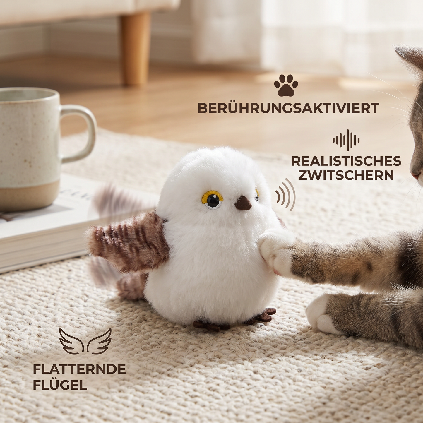 Flatterndes und Zwitscherndes Vogel Katzenspielzeug