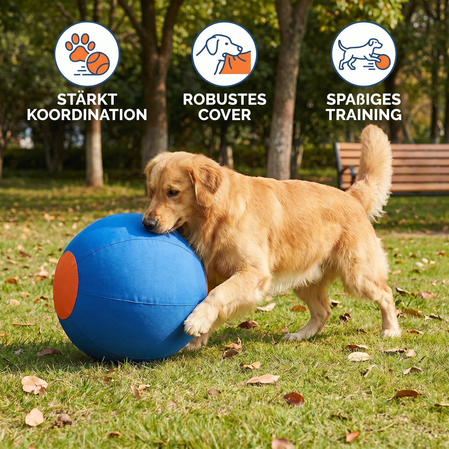 Robuster Trainingsball mit Hülle für Hunde