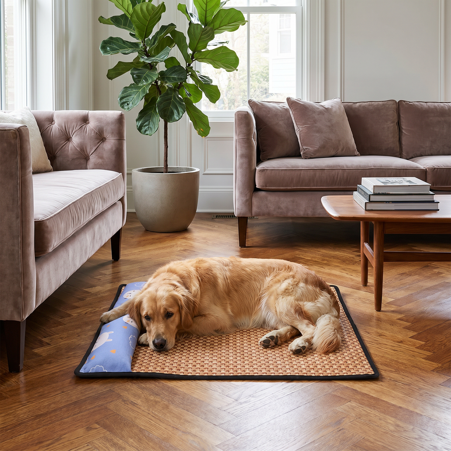 Atmungsaktive Kühlmatte aus Rattan für Hunde