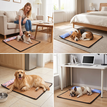 Atmungsaktive Kühlmatte aus Rattan für Hunde