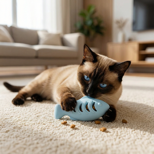 Zahnreinigender Kau- & Knabber Fisch – Interaktiver Snackspender aus Silikon für Katzen