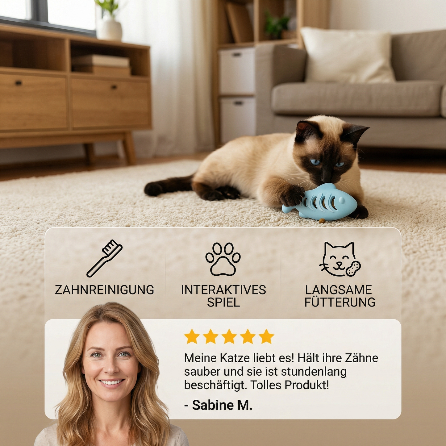 Zahnreinigender Kau- & Knabber Fisch – Interaktiver Snackspender aus Silikon für Katzen