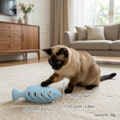 Zahnreinigender Kau- & Knabber Fisch – Interaktiver Snackspender aus Silikon für Katzen