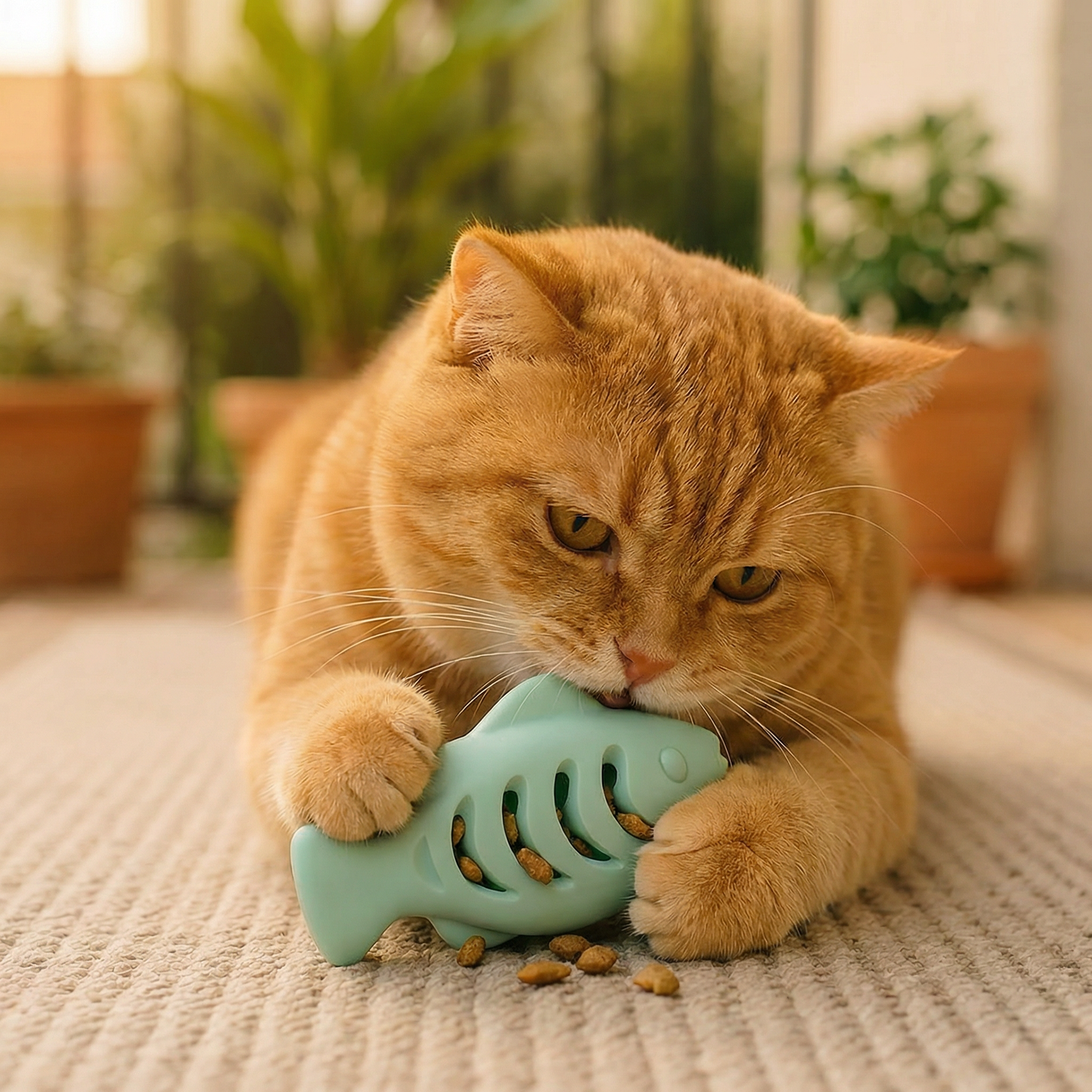 Zahnreinigender Kau- & Knabber Fisch – Interaktiver Snackspender aus Silikon für Katzen