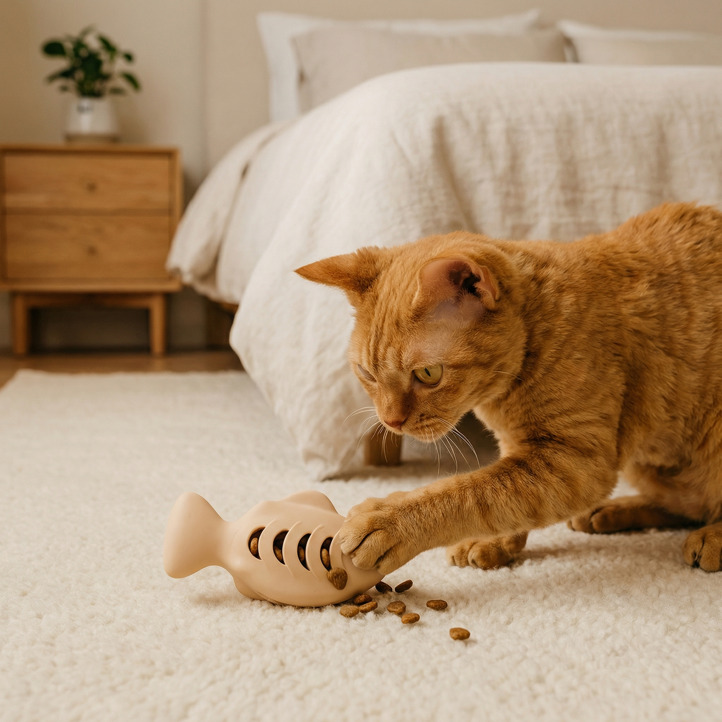 Zahnreinigender Kau- & Knabber Fisch – Interaktiver Snackspender aus Silikon für Katzen