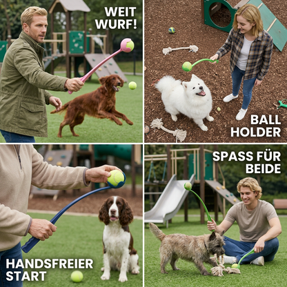 Interaktiver Tennisball-Werfer für Hunde – Apportierwerfer mit langem Griff