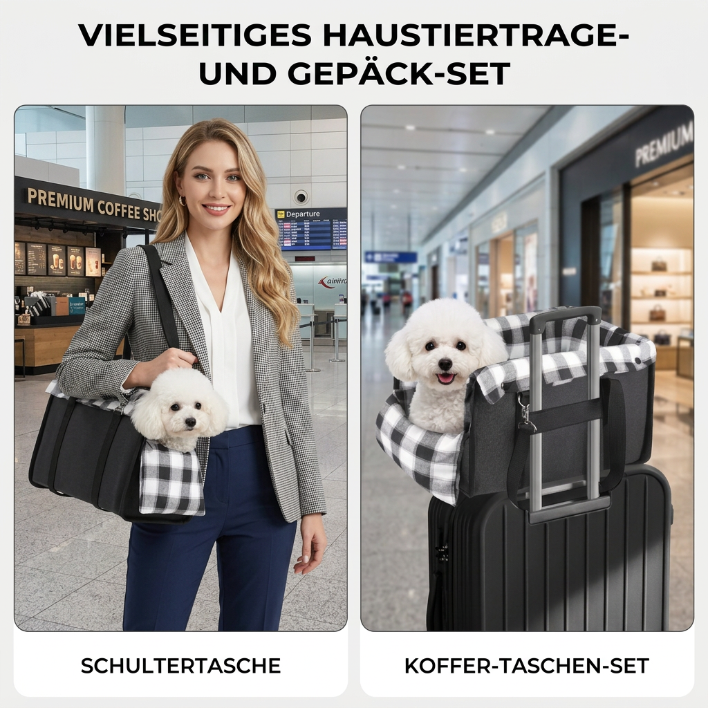 Sichere Auto-Transporttasche für kleine Hunde & Katzen mit Sicherheitsleine & rutschfestem Boden