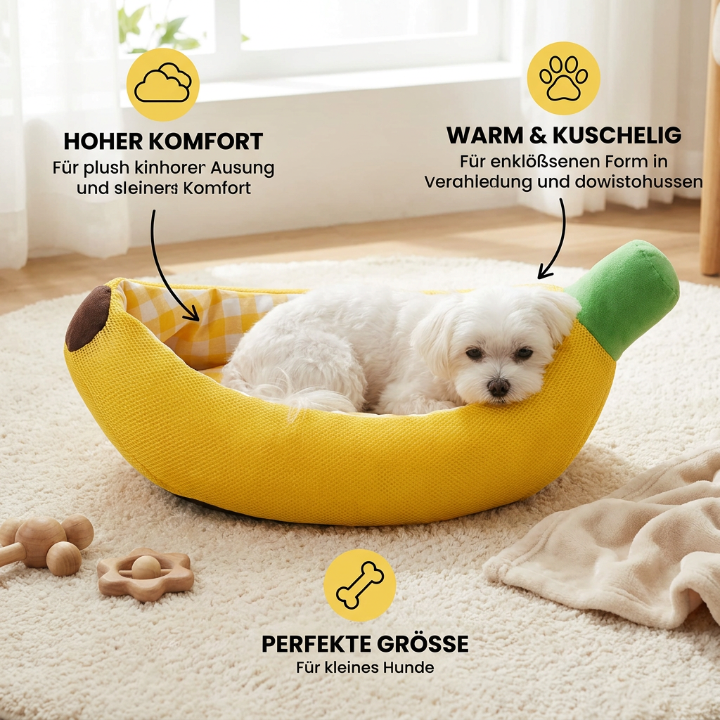 Bananenförmiges gemütliches Haustierbett für Hunde