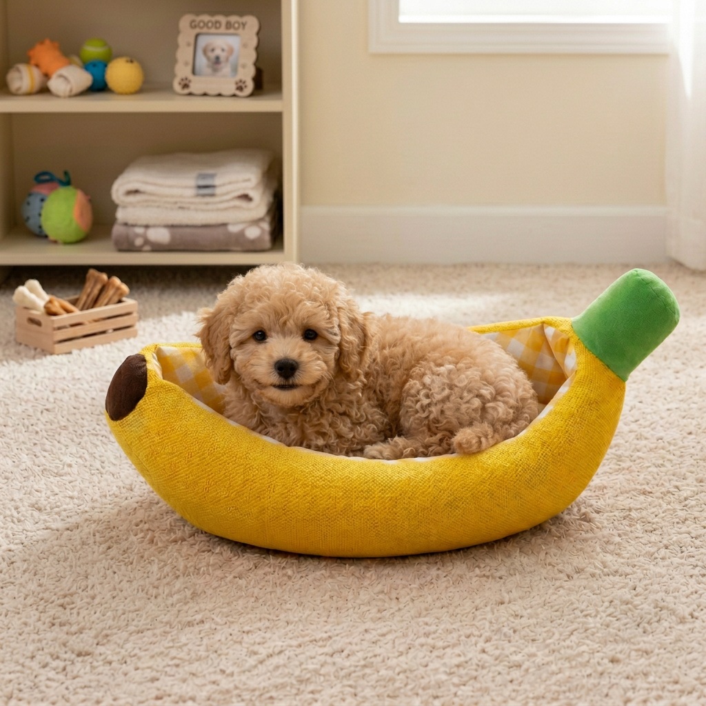 Bananenförmiges gemütliches Haustierbett für Hunde