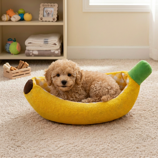 Bananenförmiges gemütliches Haustierbett für Hunde